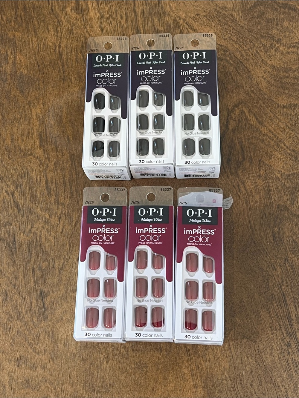 OPI x imPRESS Press-On Nails Bundle-Lincoln Park After Dark & Malaga Wine 6 NWt